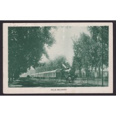 FERROCARRIL ANTIGUA TARJETA POSTAL TREN EN CALLE BELGRANO MENDOZA